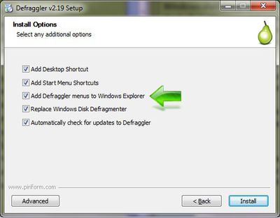 Add Defraggler menus to Windows Explorer