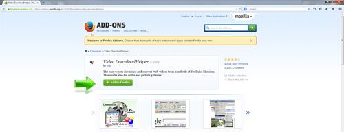 Video DovnloadHelper Mozilla Firefox Add-one