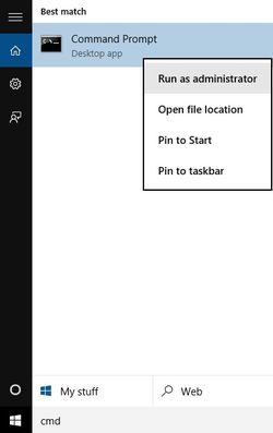 Search - Command Prompt Run as Administrator