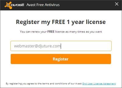 Avast besplatni antivirus program - Registracija