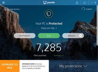 Panda antivirus - main window