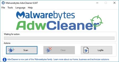 AdwCleaner - glavni prozor